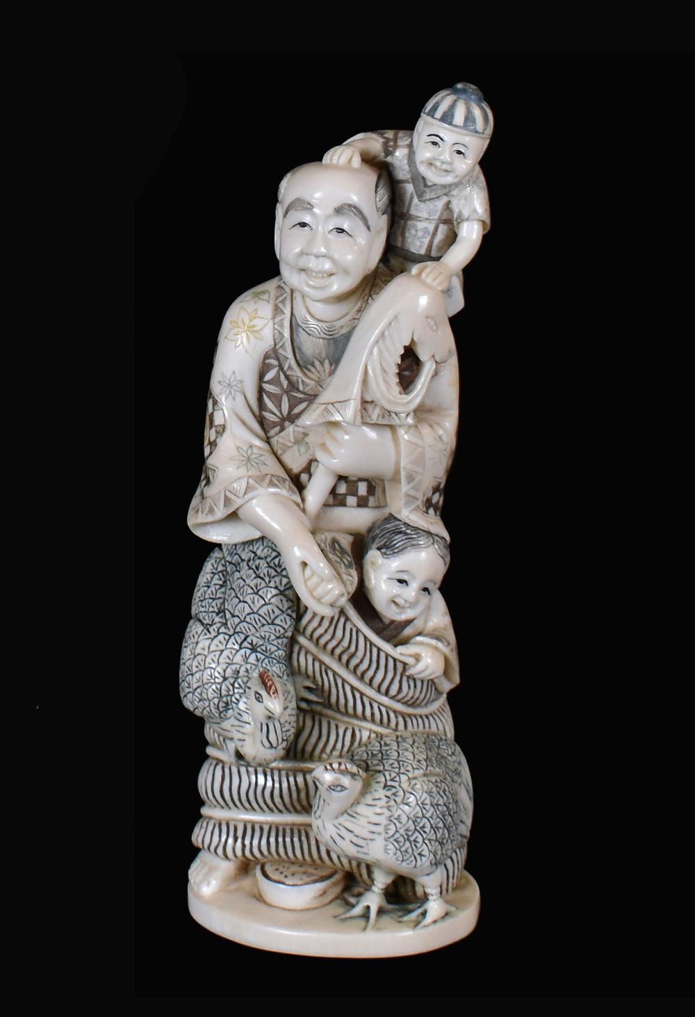 TWO JAPANESE CARVED OKIMONO