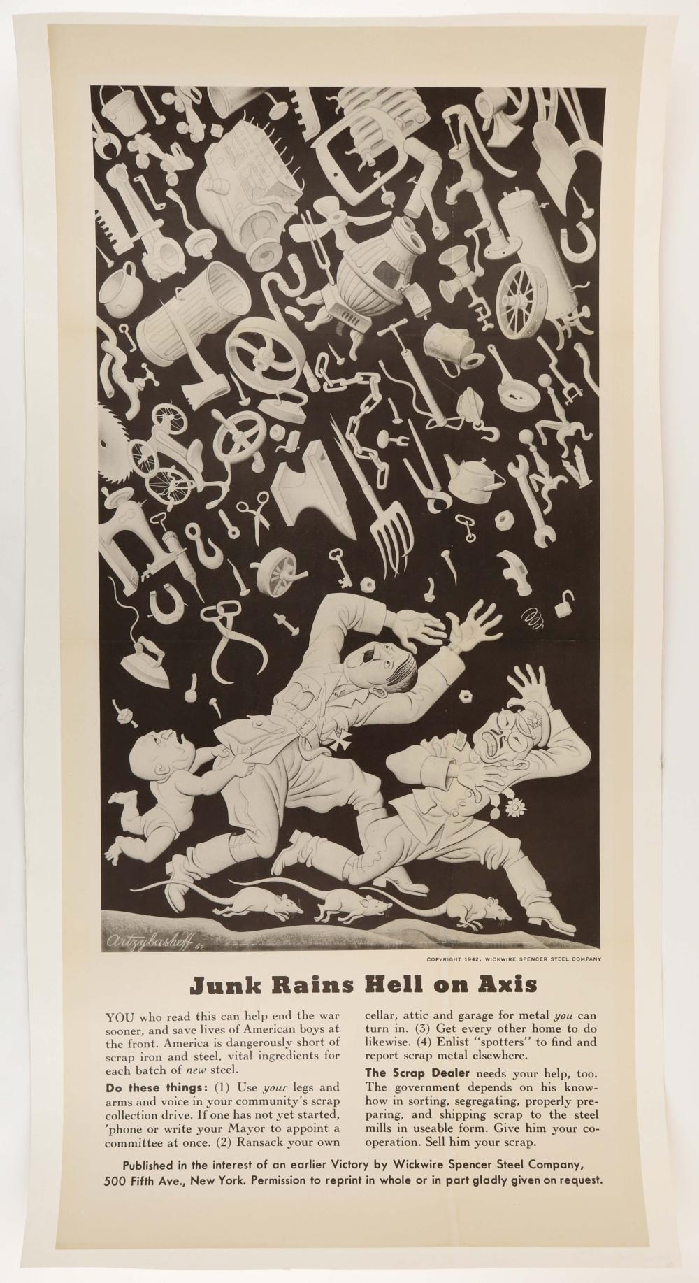 ‘JUNK RAINS HELL ON AXIS’ WORLD WAR II POSTER
