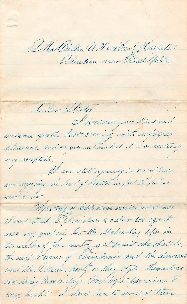 HOSPITALIZED SOLDIER WRITES HOME