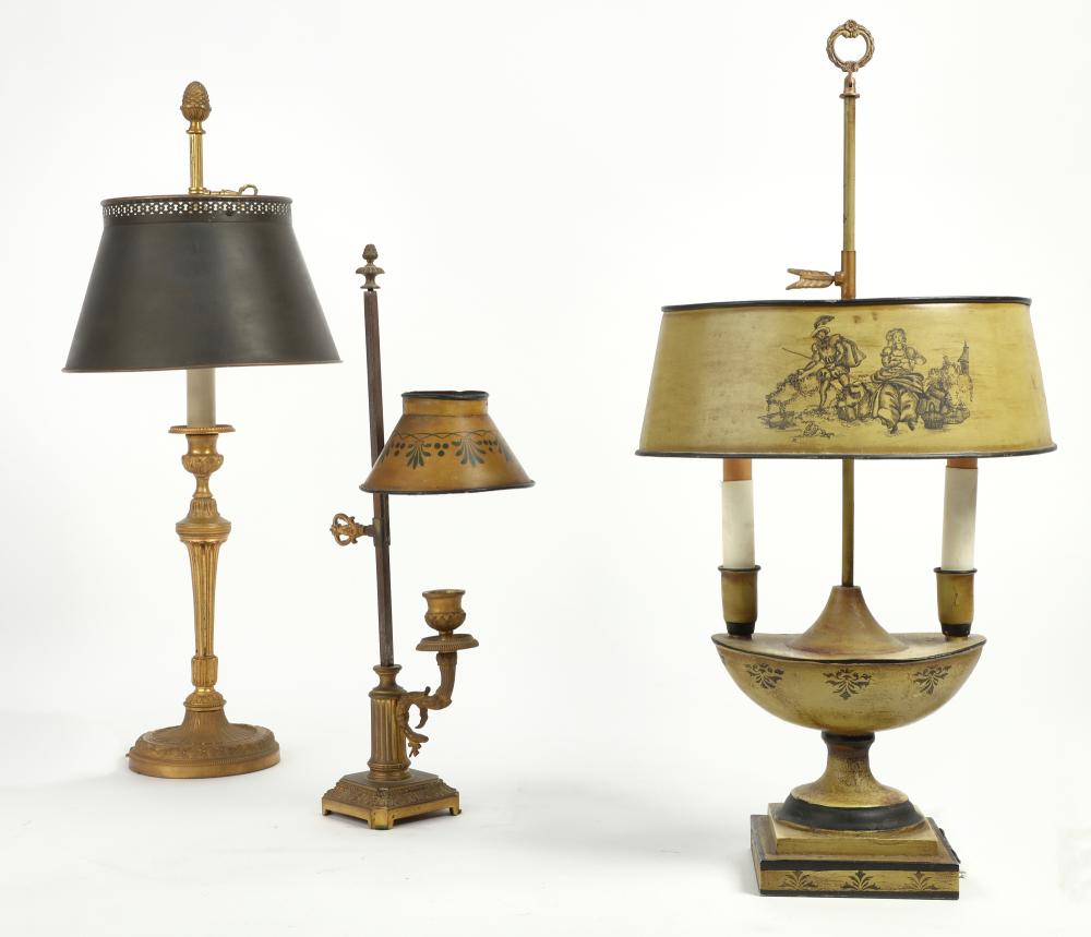 Three Continental table lamps, late 19th-20th century
