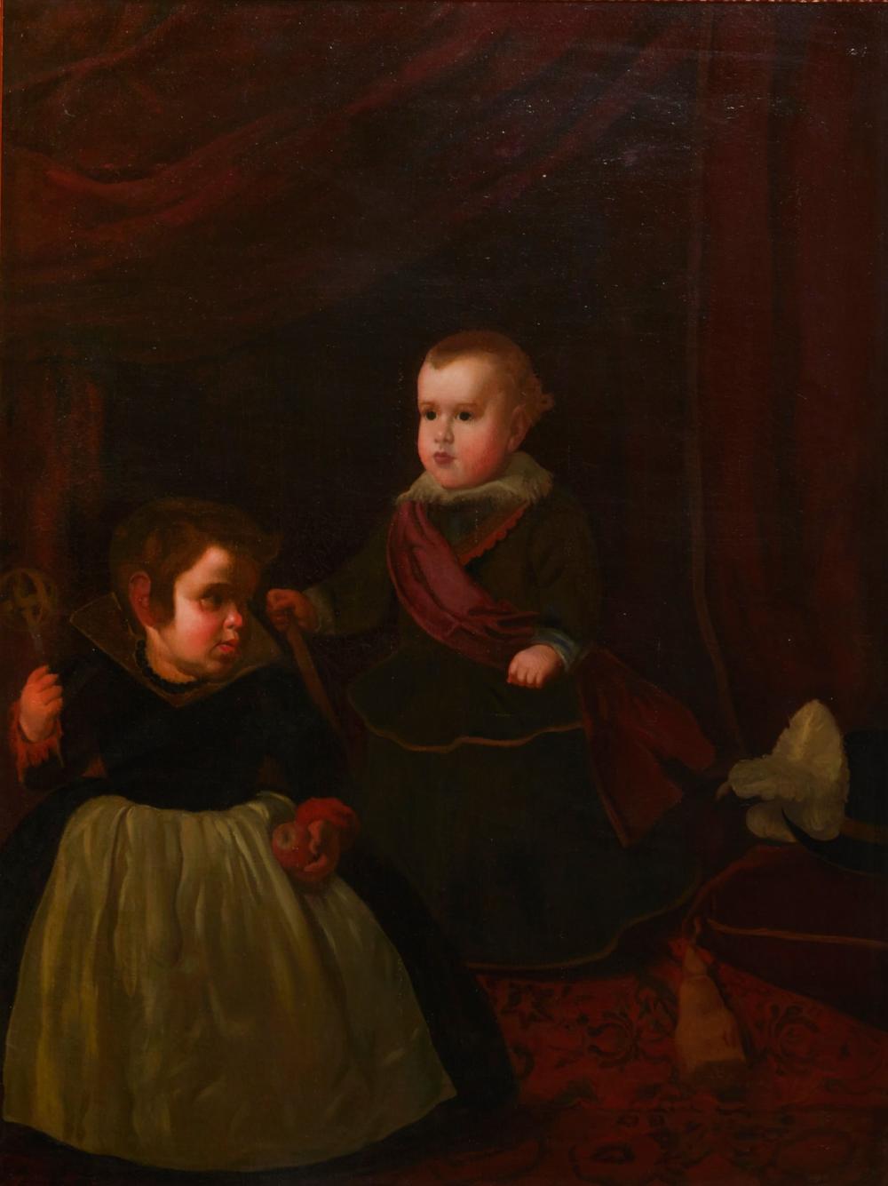 After Diego Rodríguez de Silva y Velázquez (Spanish, 1599-1660), Don Baltasar Carlos with a Dwarf, oil on canvas, 52 x 41in (132 x 104cm)