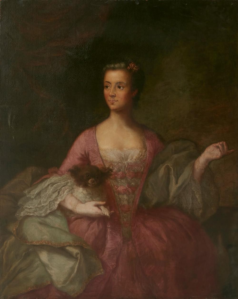 Continental School (late 18th century), Portrait of a woman in a pink gown, oil on canvas, 50 1/2 x 41in (128 x 104cm)