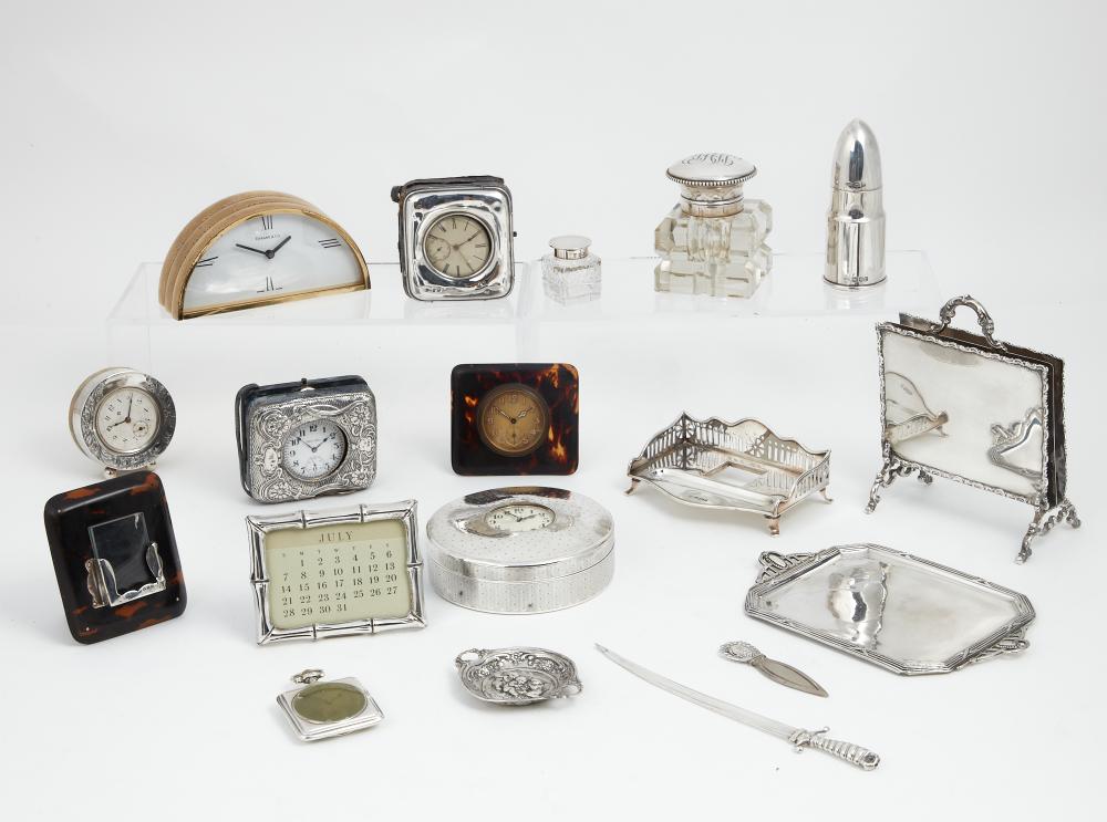 An assembled seventeen piece group of International silver and metalware desk accessories, various makers, 19th-20th century
