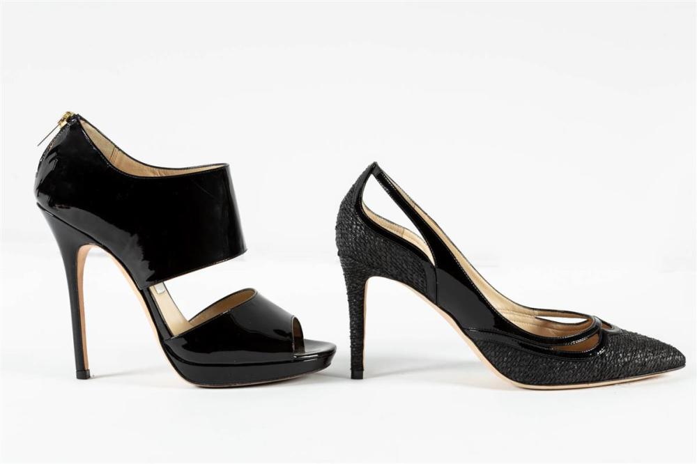 Jimmy Choo: two pairs of black patent leather heels