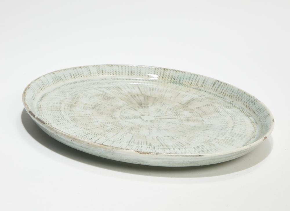 A Park Young-Sook style Korean glazed Buncheong stoneware plate