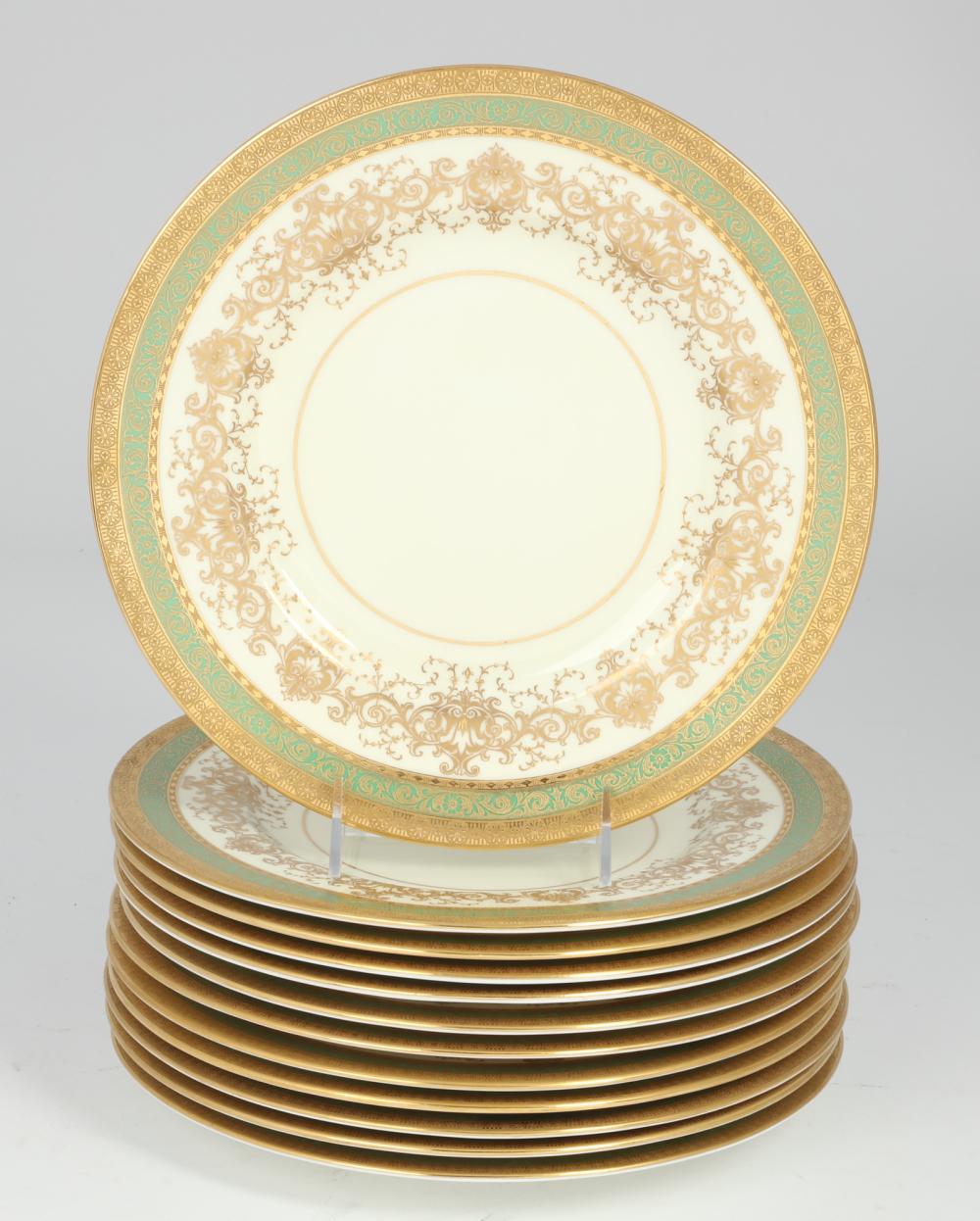 A set of twelve Mintons porcelain service plates, retailed by Tiffany & Co., New York, late 19th/early 20th century