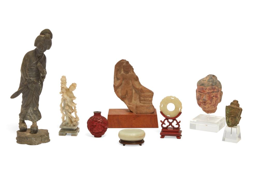 A eight piece group of Asian table decorations
