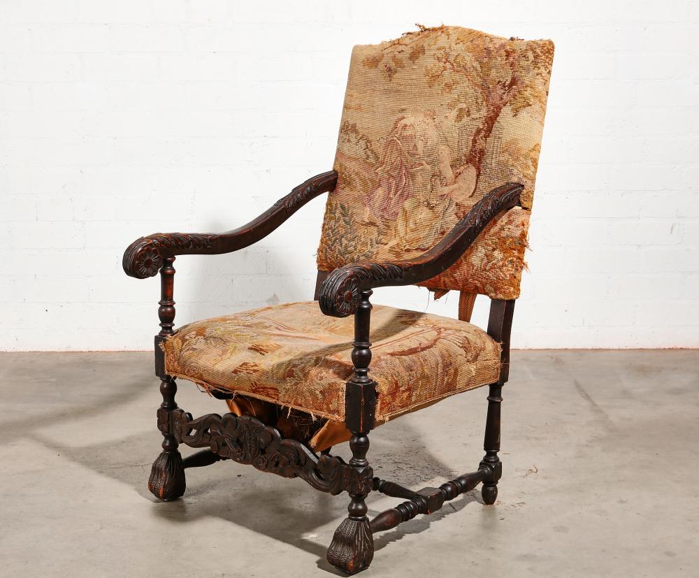 A Continental Baroque style carved beechwood armchair, late 19th century
