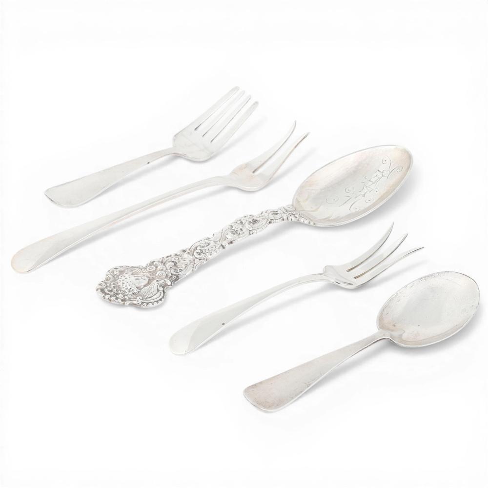 A group of five sterling silver flatware, 104 grams