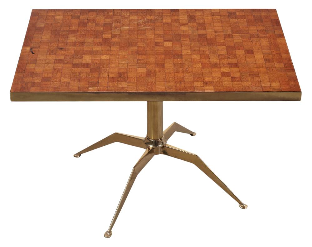 A Modernist brass and tessellated low table, second half 20th century