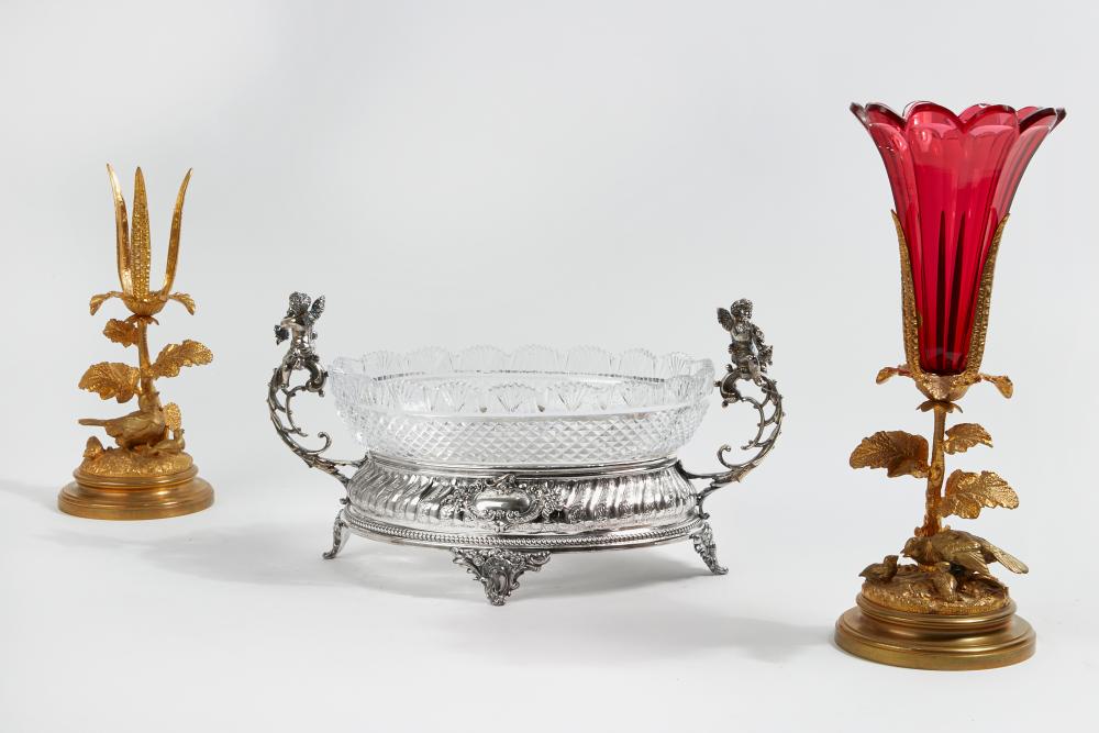 A three piece group of Continental metalware decorative tableware, late 19th-20th century
