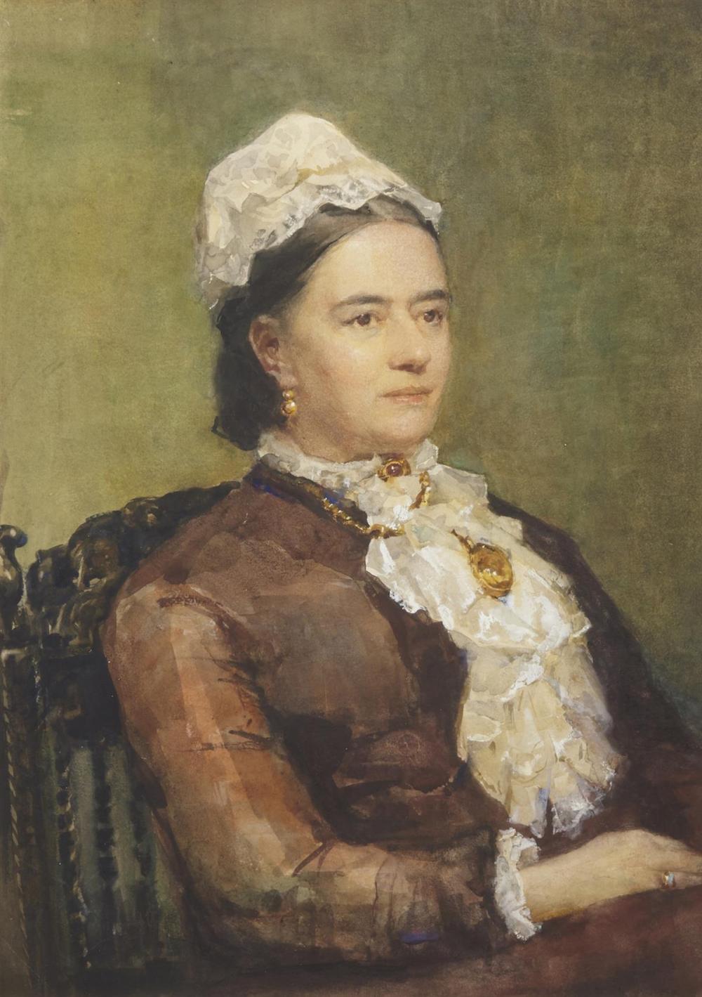 Unknown Artist, (19th century), Portrait of a lady, gouache on paper, 18 x 12 1/4in (46 x 31cm)