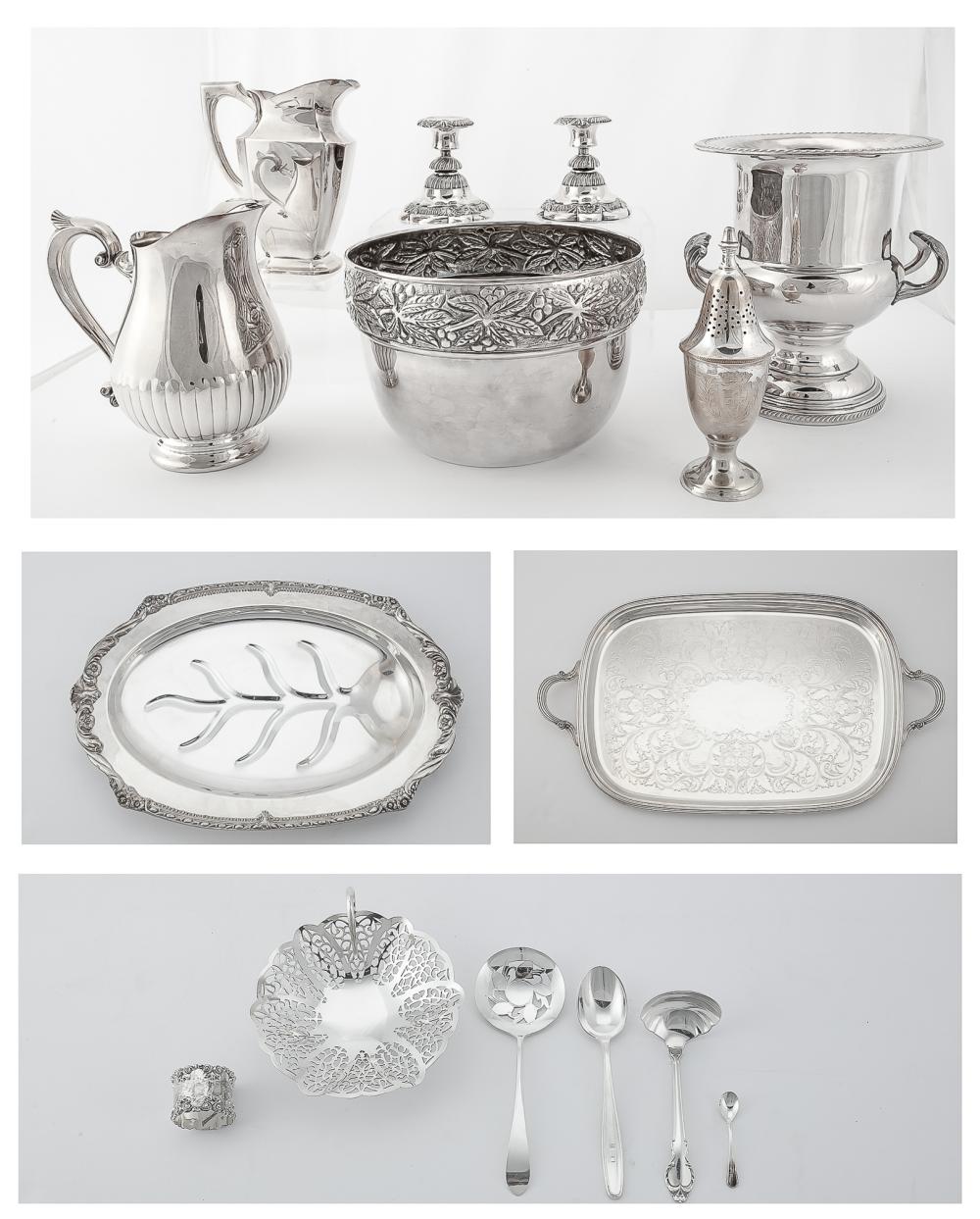 An assembled fifteen piece group of International of silverplate hollowware and flatware various makers 20th century