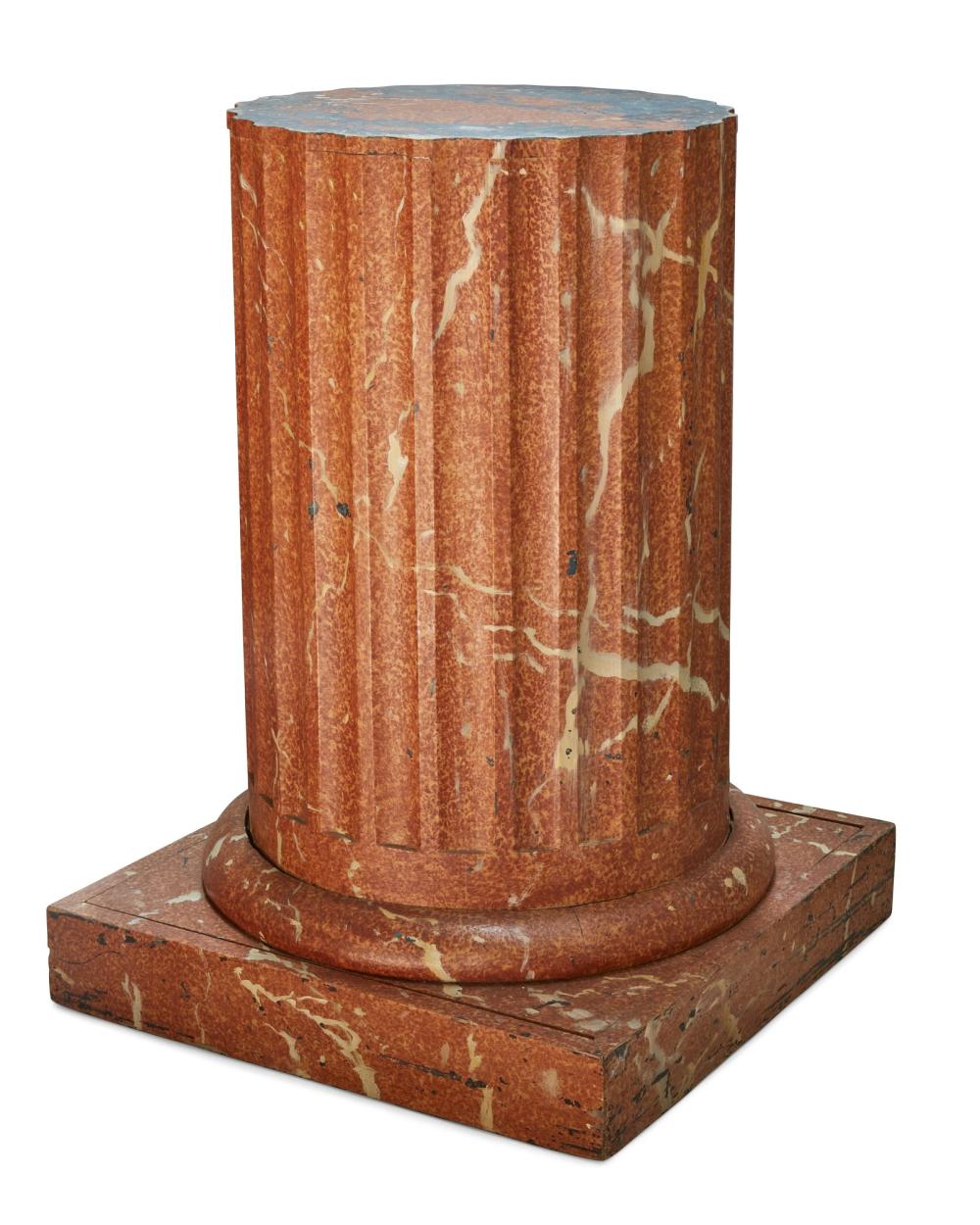A Neoclassical style faux marble fluted columnar pedestal, 20th century