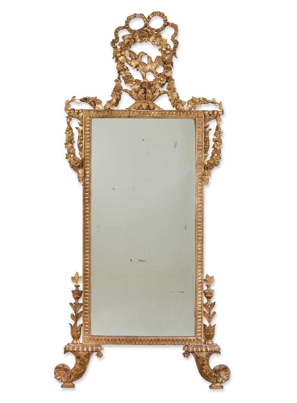An Italian Neoclassical giltwood mirror, late 18th/early 19th century