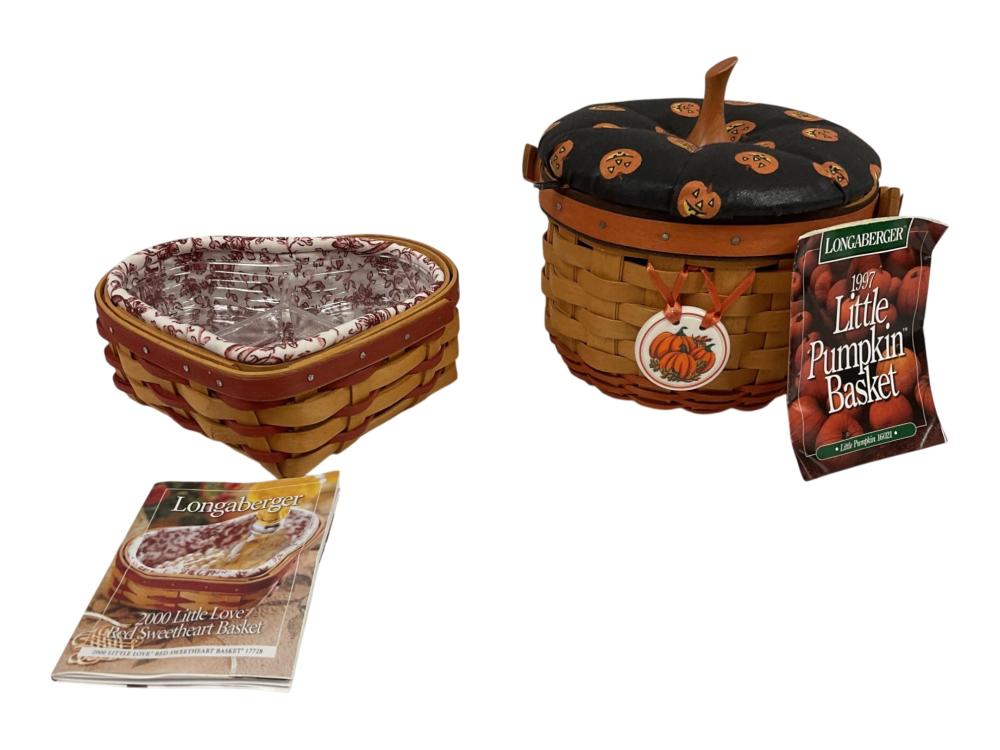 Longaberger Little Pumpkin and 2000 Little Red Sweet Heart Baskets