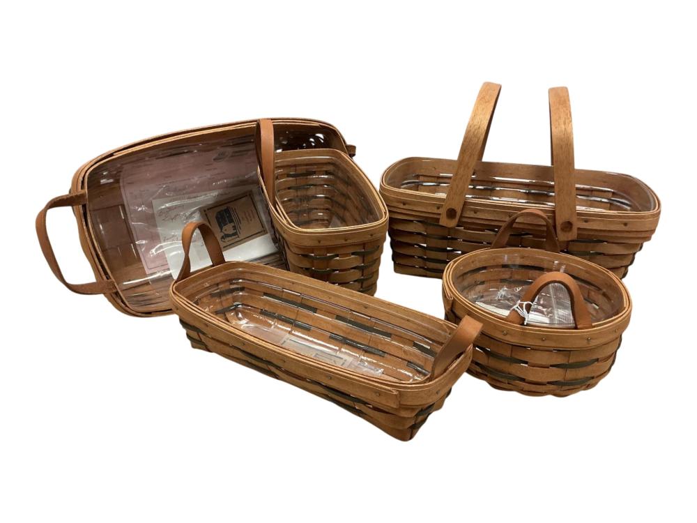 Longaberger Baskets (5) including Heartland Button Basket #15423