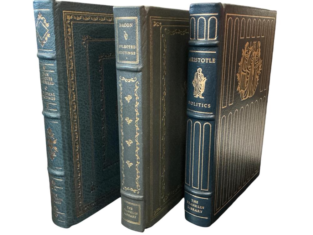 Three Franklin Library Books: Aristotle, Bacon and Jean Jacques Rousseau