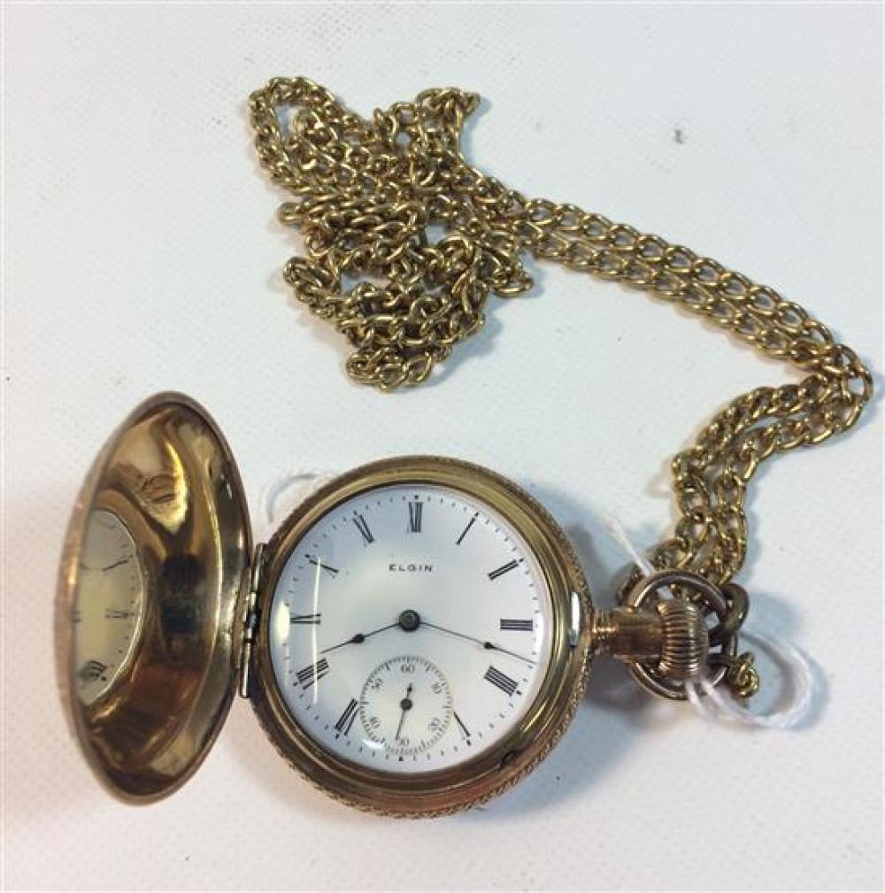 ELGIN GOLD FILLED HUNTER CASE POCKET WATCH, SERIAL # 3087281