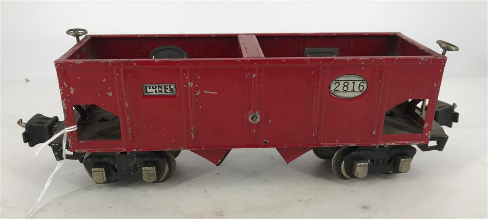 LIONEL PREWAR O GAUGE #2816 RED HOPPER MISSING HOPPER DOOR WHEEL