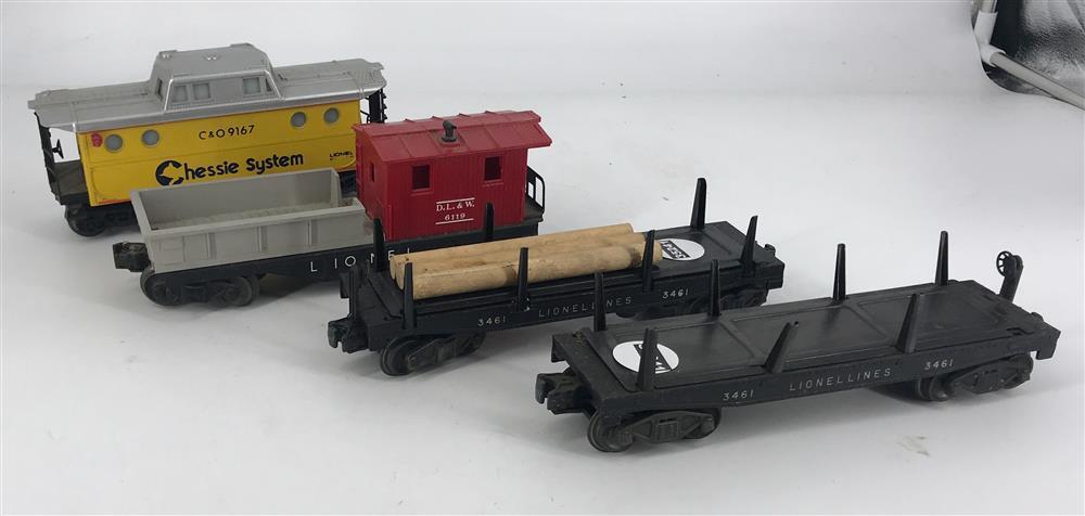 LIONEL POST WAR O GUAGE BOX LOT 4 FRTS INCLUDING 3461, 3461, 6119, 9167