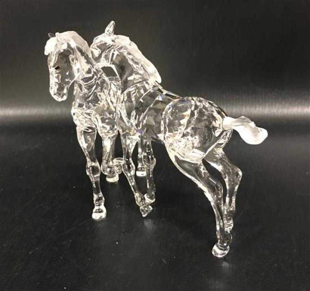 SWAROVSKI CRYSTAL FIGURINE OF 2 FOALS PLAYING 3¾." ORIGINAL BOX INCLUDED
