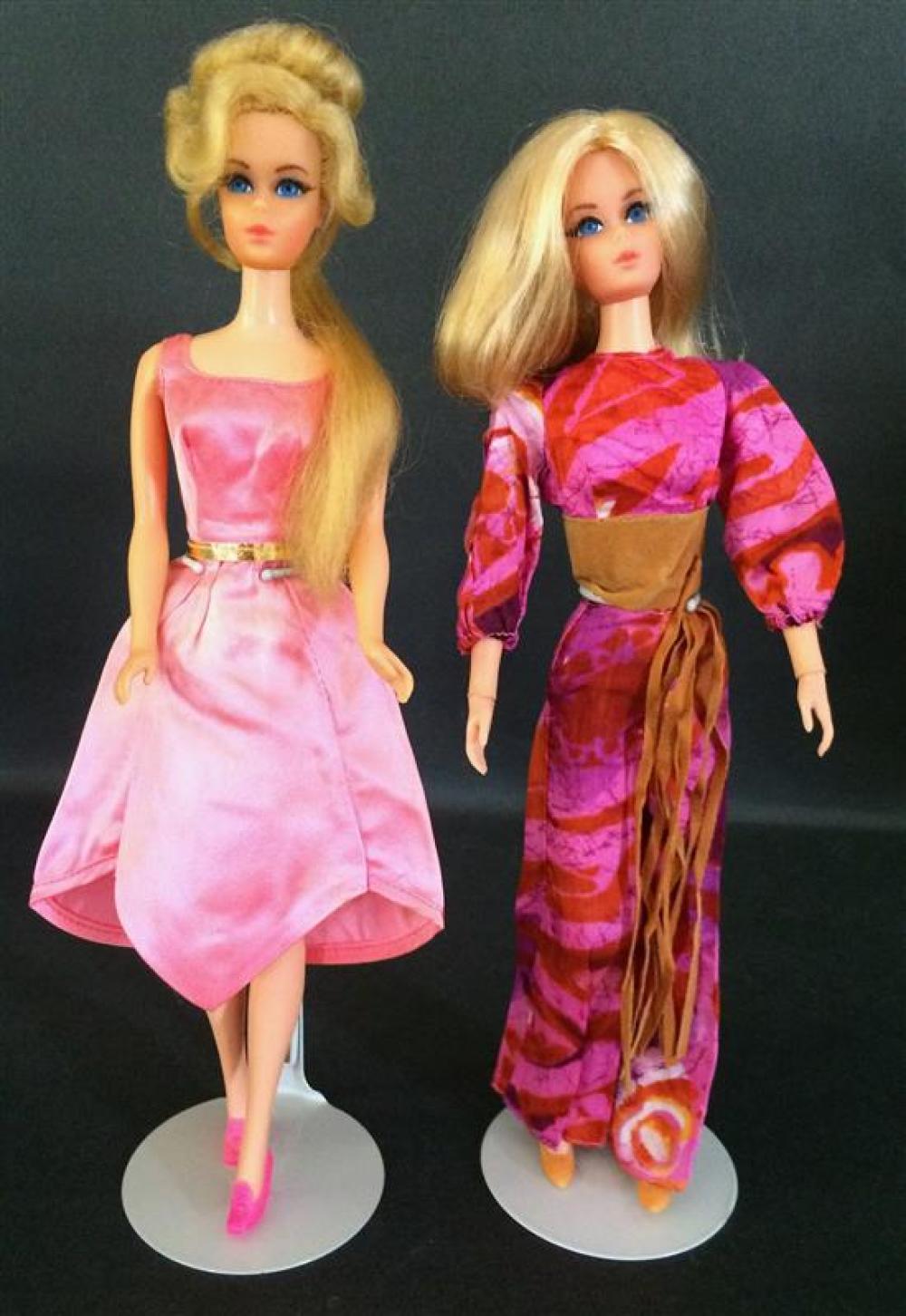 (2) VINTAGE BARBIES IN ORIGINAL FASHIONS. "BARBIE WITH GROWIN' PRETTY HAIR" #1144 AND "LIVE ACTION BARBIE" #1155.