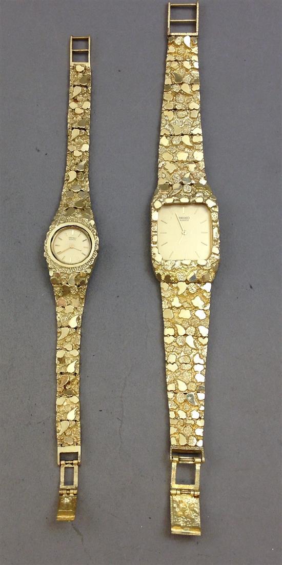 2 SEIKO STAMPED 14K NUGGET ... image