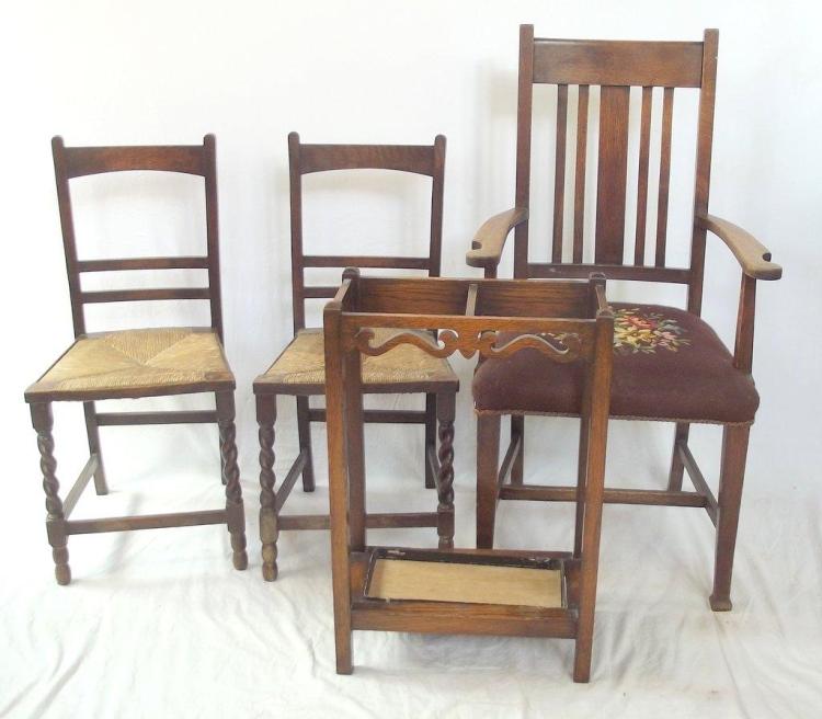 Antique Oak Armchair with T... image