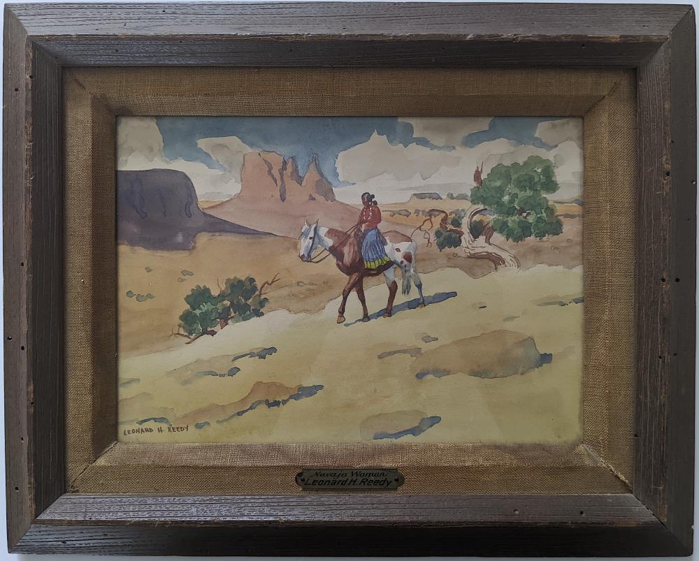 Original LEONARD H. READY Watercolor Art Indians