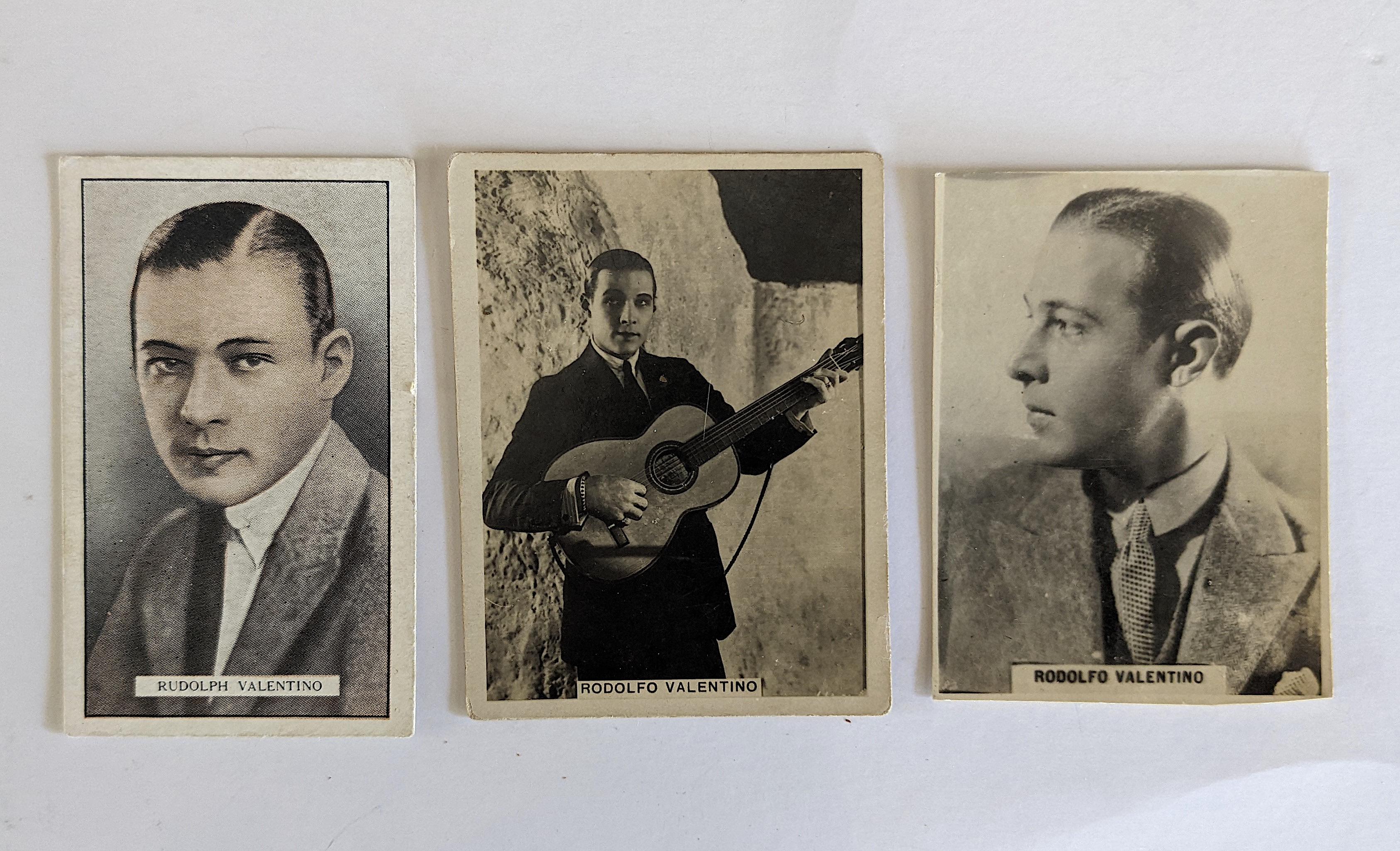 Antique Rare Set 3 Photo Cards Rodolfo Valentino