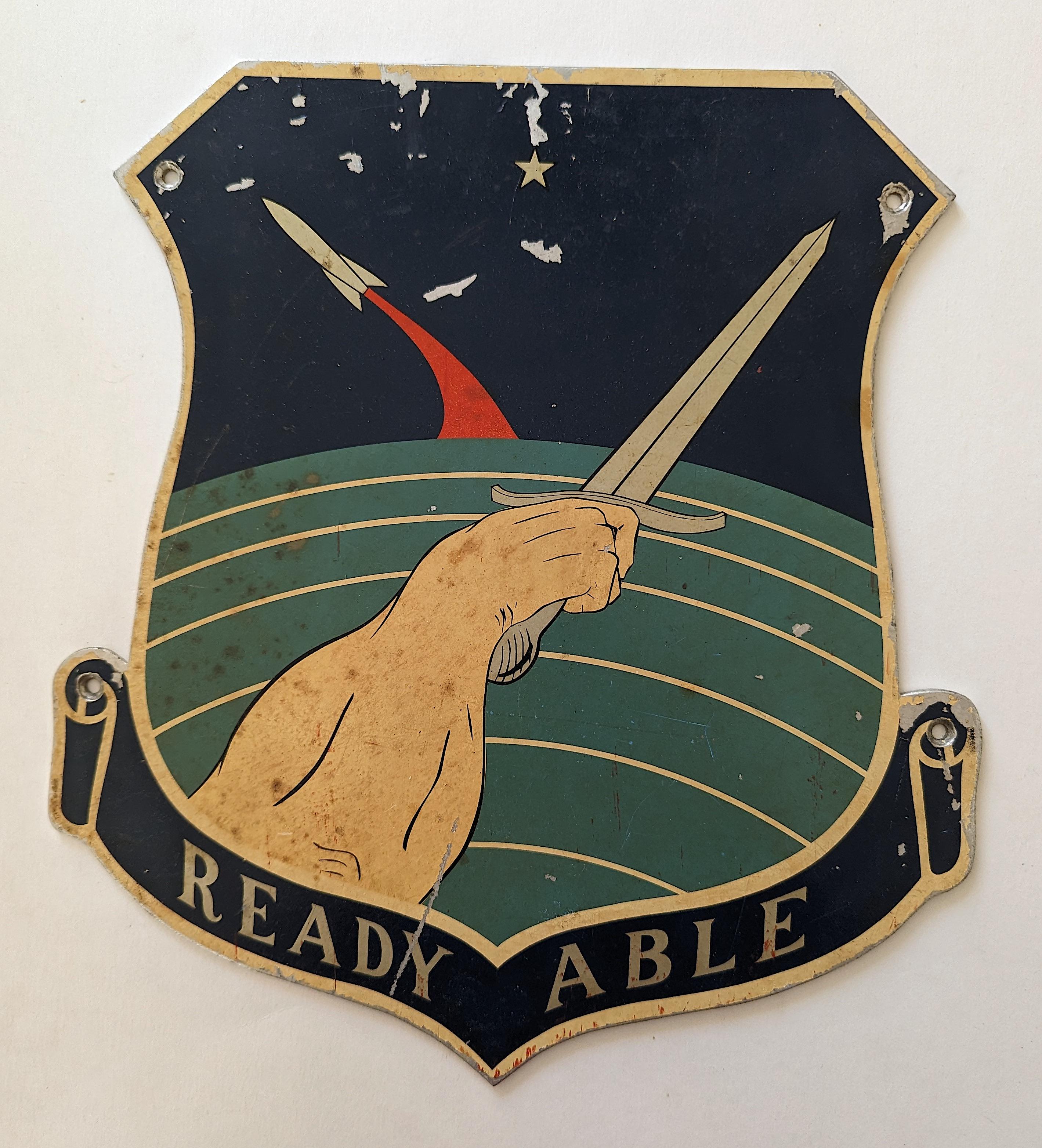 Vintage Original Aluminum Military Sign READY ABLE