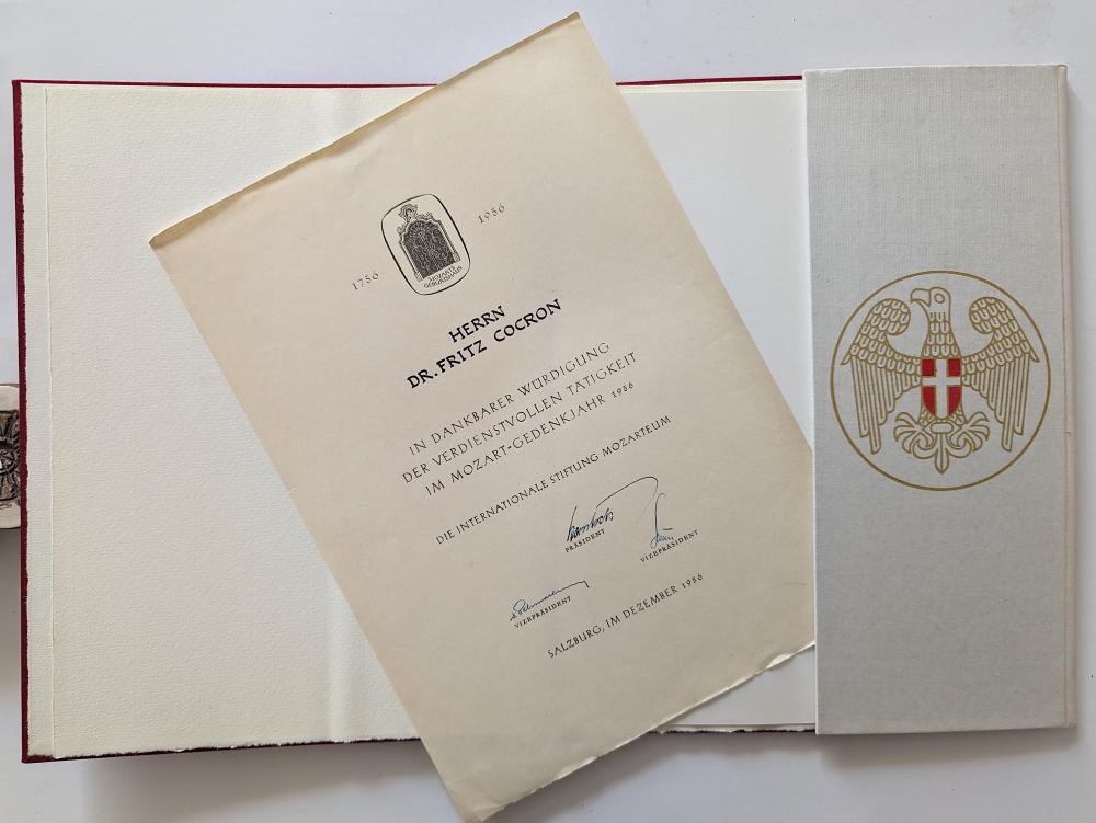 Vintage Rare Certificate Honoring Austrian Diplomat