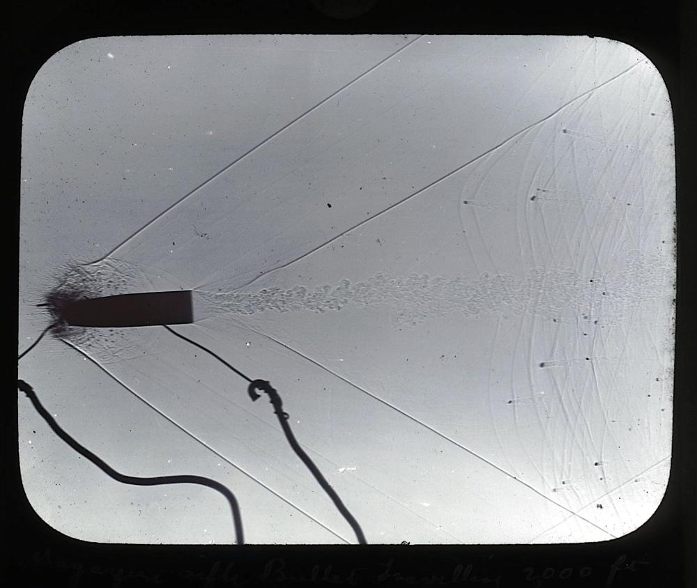 Rare Lantern Glass Photograph Rifle Bullet, 19th C.