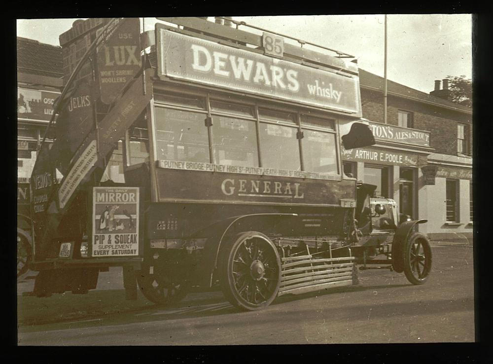 Rare Lantern Glass Photograph London Transport, 19th C.