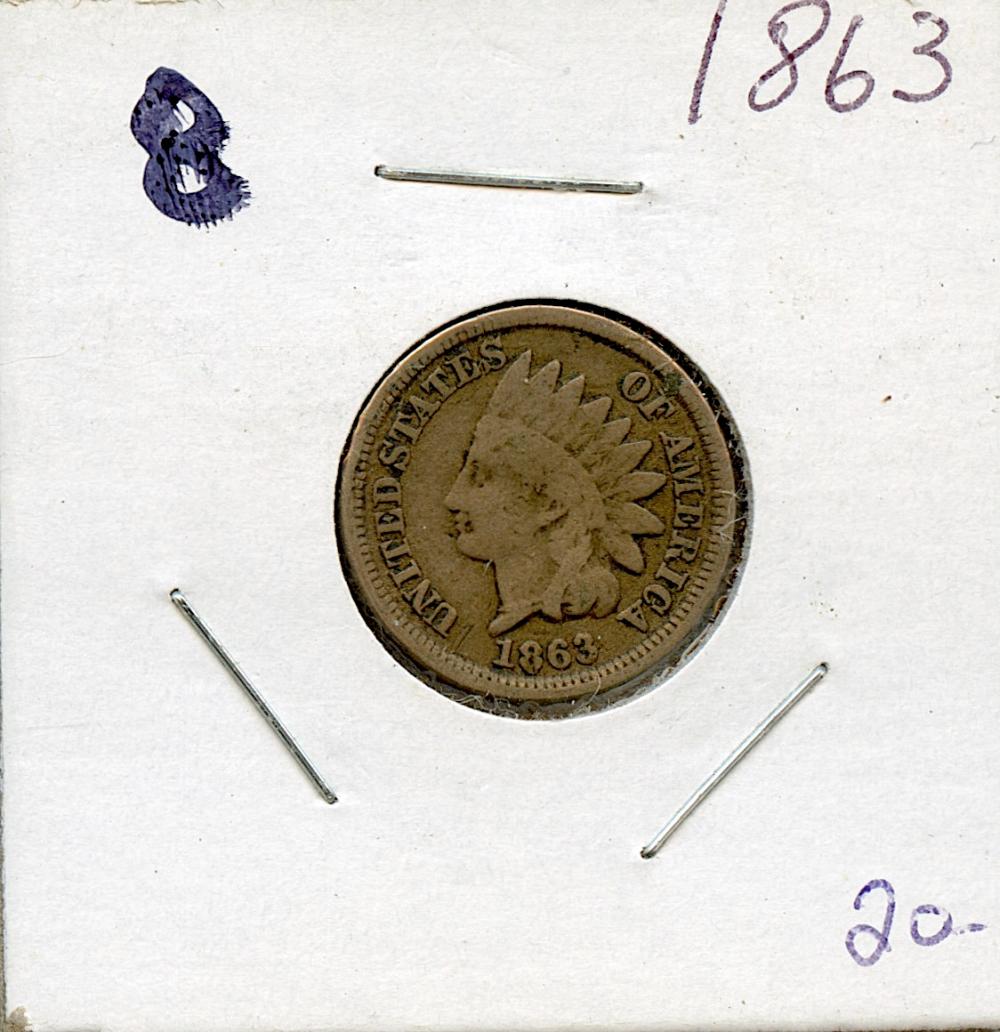 1863 Indian Head Penny Coin