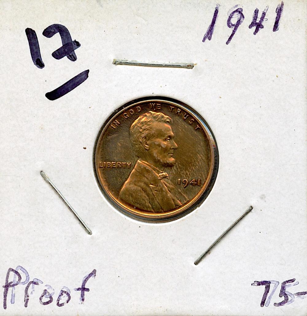 1941 Lincoln Head Penny Proof Coin