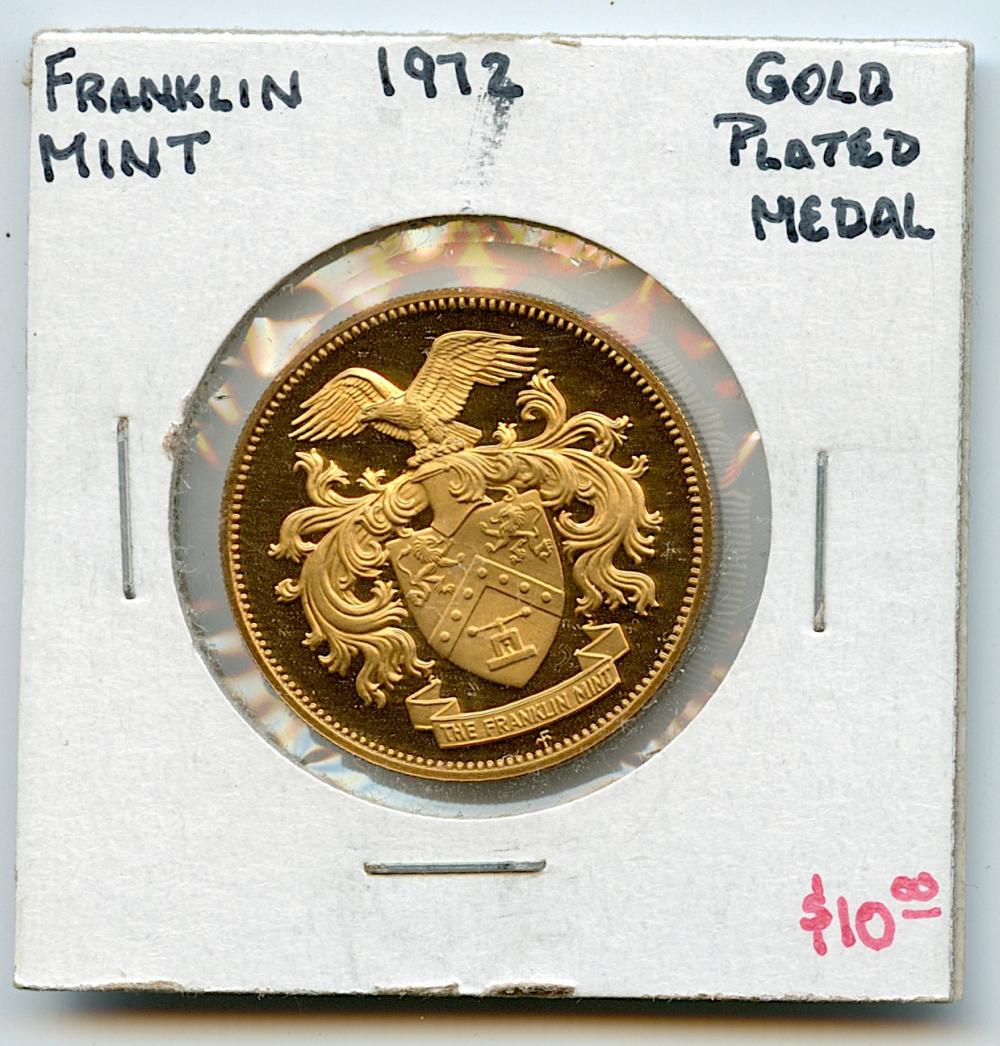 Rare Vintage Scarce Medal / Coin Collectors Gold Plated Franklin Mint