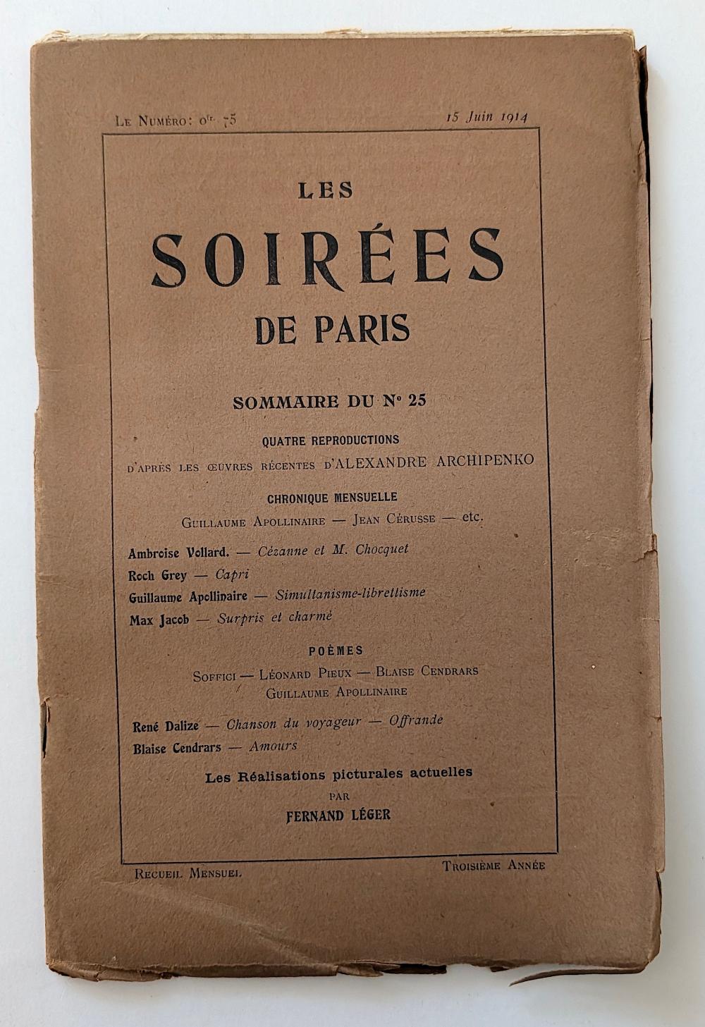 LES SOIREES DE PARIS. N° 25, 15 June 1914, Fernand Leger