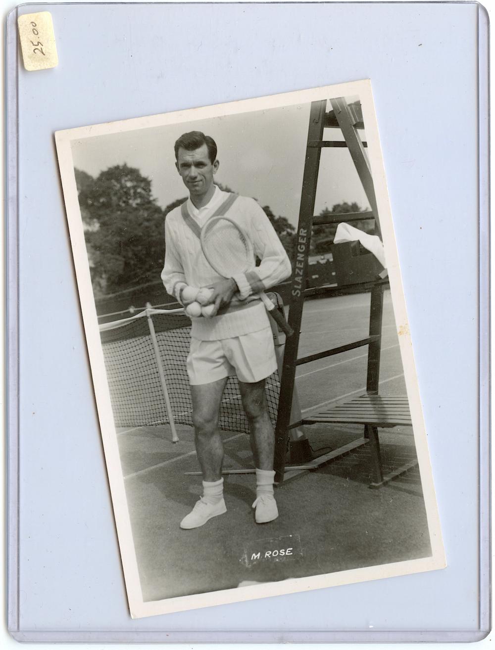 Vintage Ephemera Postcard Tennis Player M. ROSE
