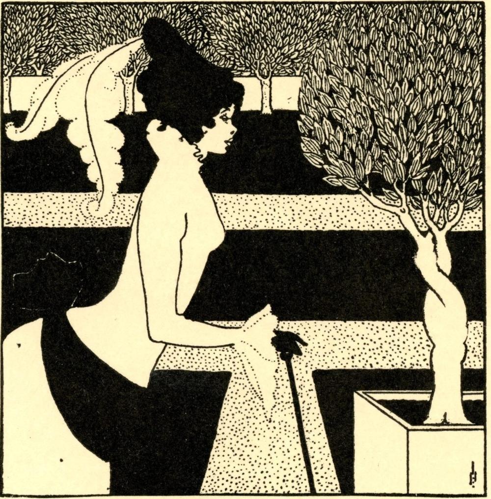 AUBREY BEARDSLEY Antique lithograph, 1899 - ORNAMENT FOR THE YELLOW BOOK
