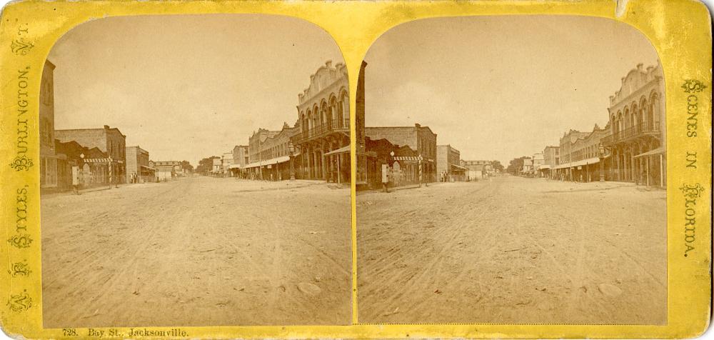 Antique Real Photo Stereoview Bay Street Jacksonville