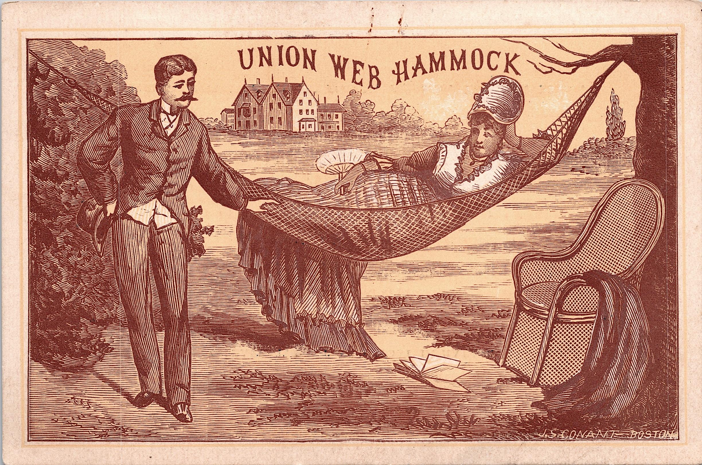 Antique Rare Tradecard Union Web Hammock