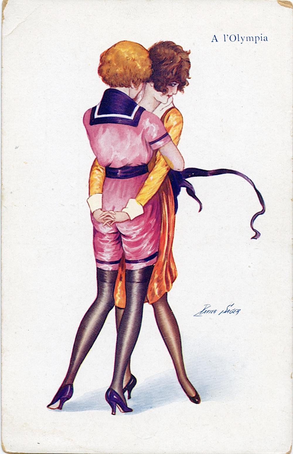 Antique Vintage Rare Postcard Illustration Pin Up Sexy