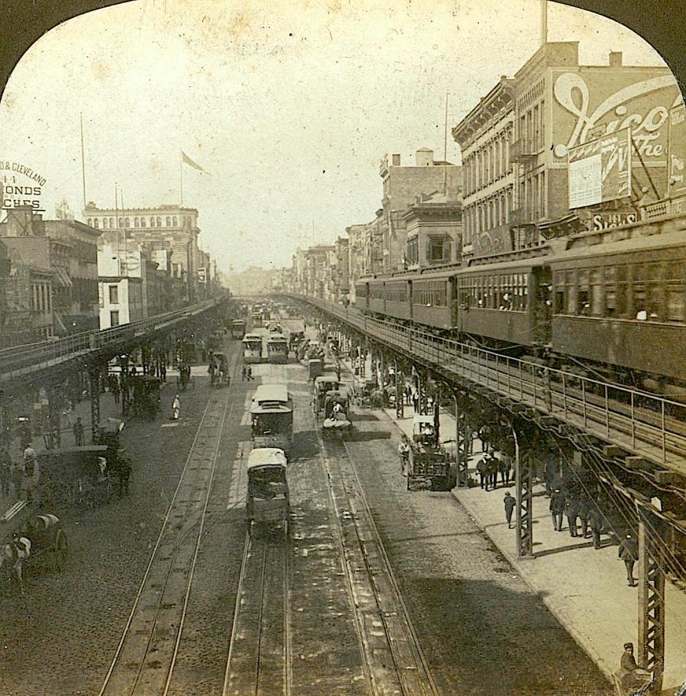 Antique Rare Stereoview Grand Street, New York