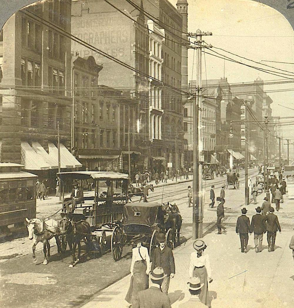 Antique Rare Stereoview Broadway St. Louis Mo