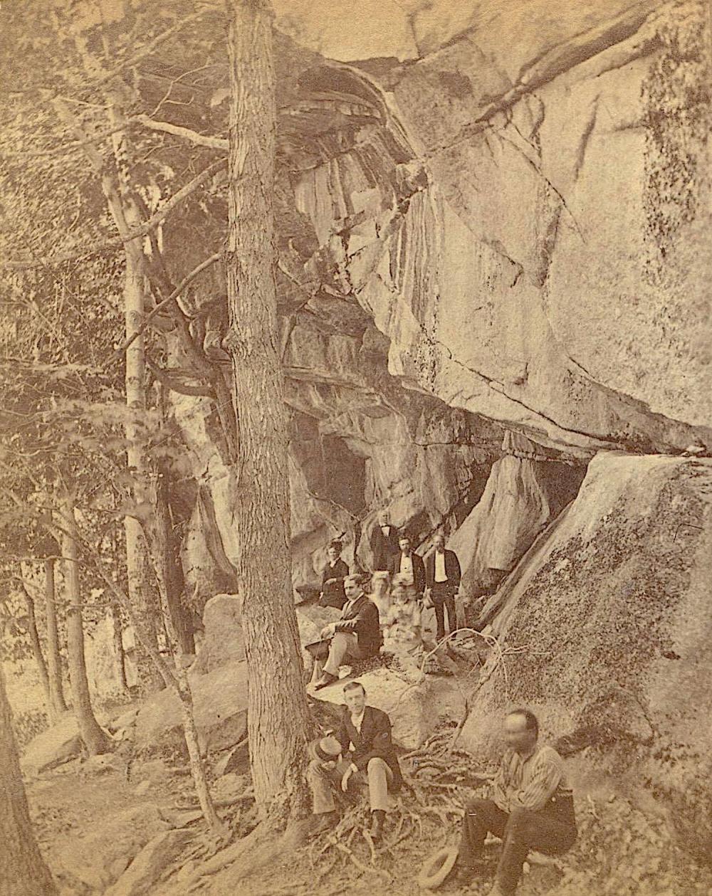 Antique Rare Stereoview Photo Mountains Visitors Mass
