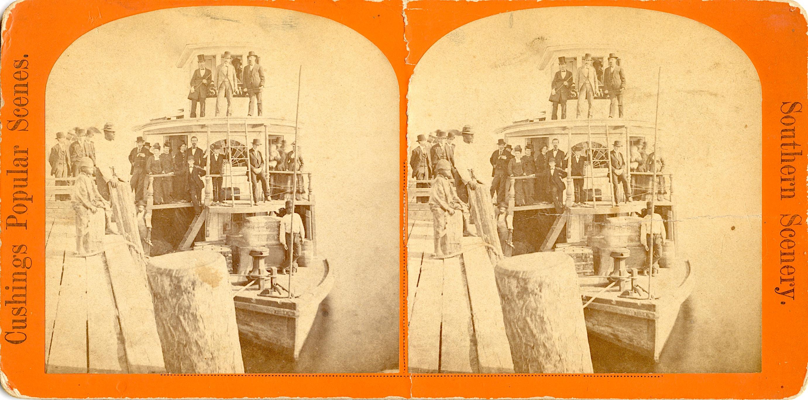 Antique Real Photo Stereoview Boat River, FL