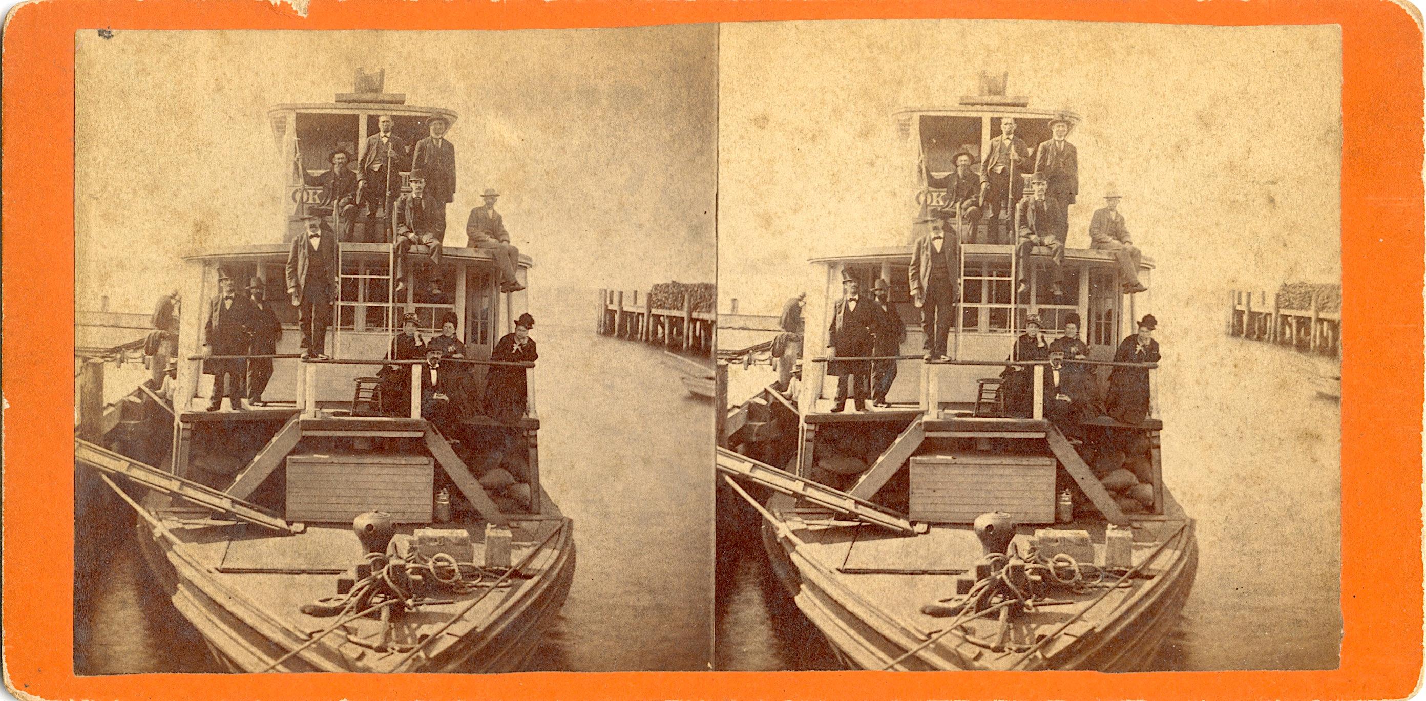 Antique Real Photo Stereoview Boat Landing, FL