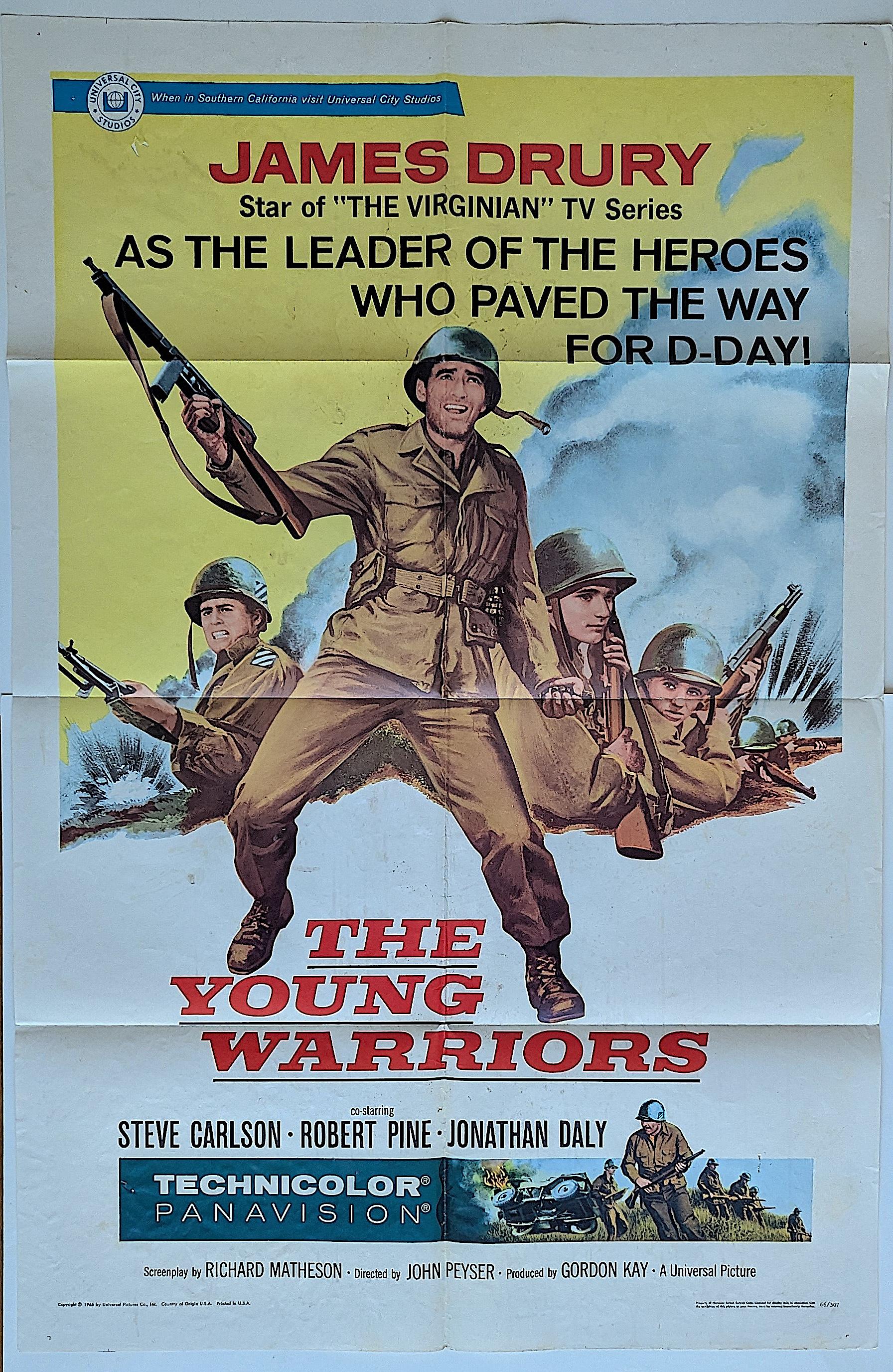 Vintage Movie Poster THE YOUNG WARRIORS Litho USA 41" x 27"